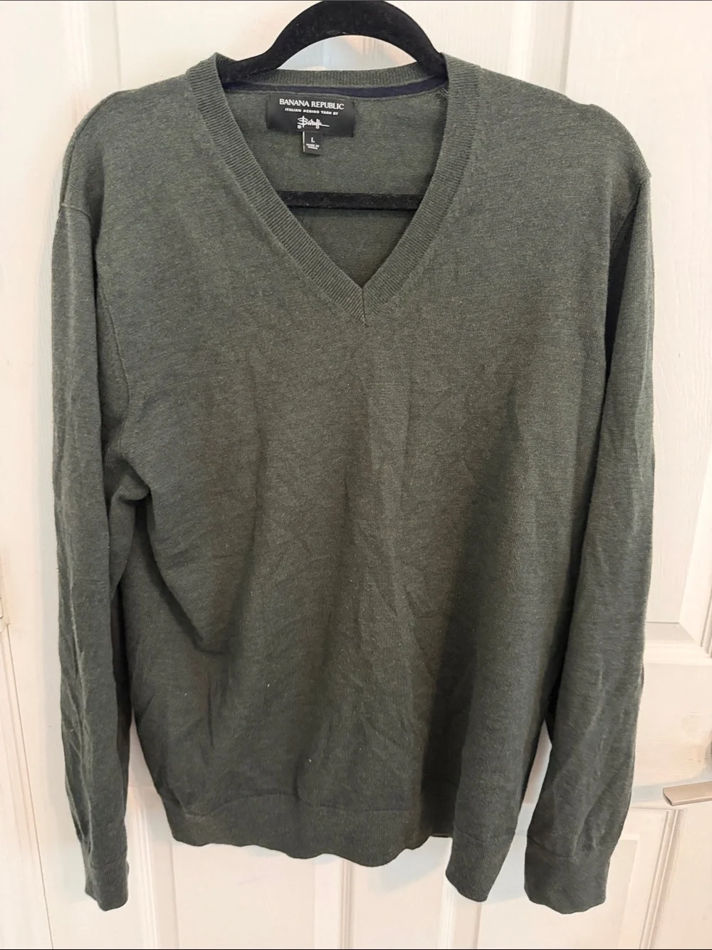 Banana Republic Olive V-Neck Sweater - Men's